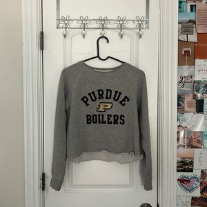 Live Love Ouray women’s cropped grey Purdue crewneck